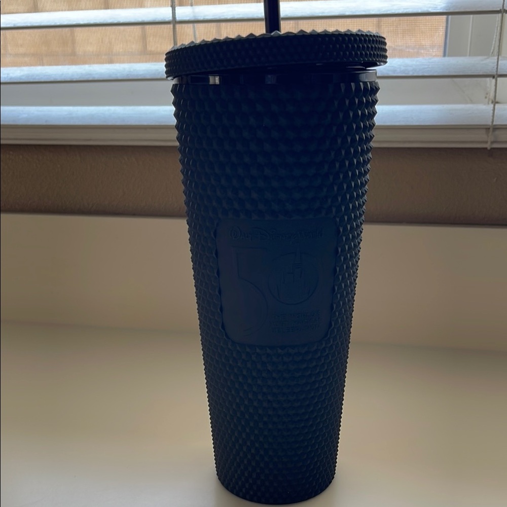 Starbucks WDW 50th Anniversary Textured Black Tumbler with Straw